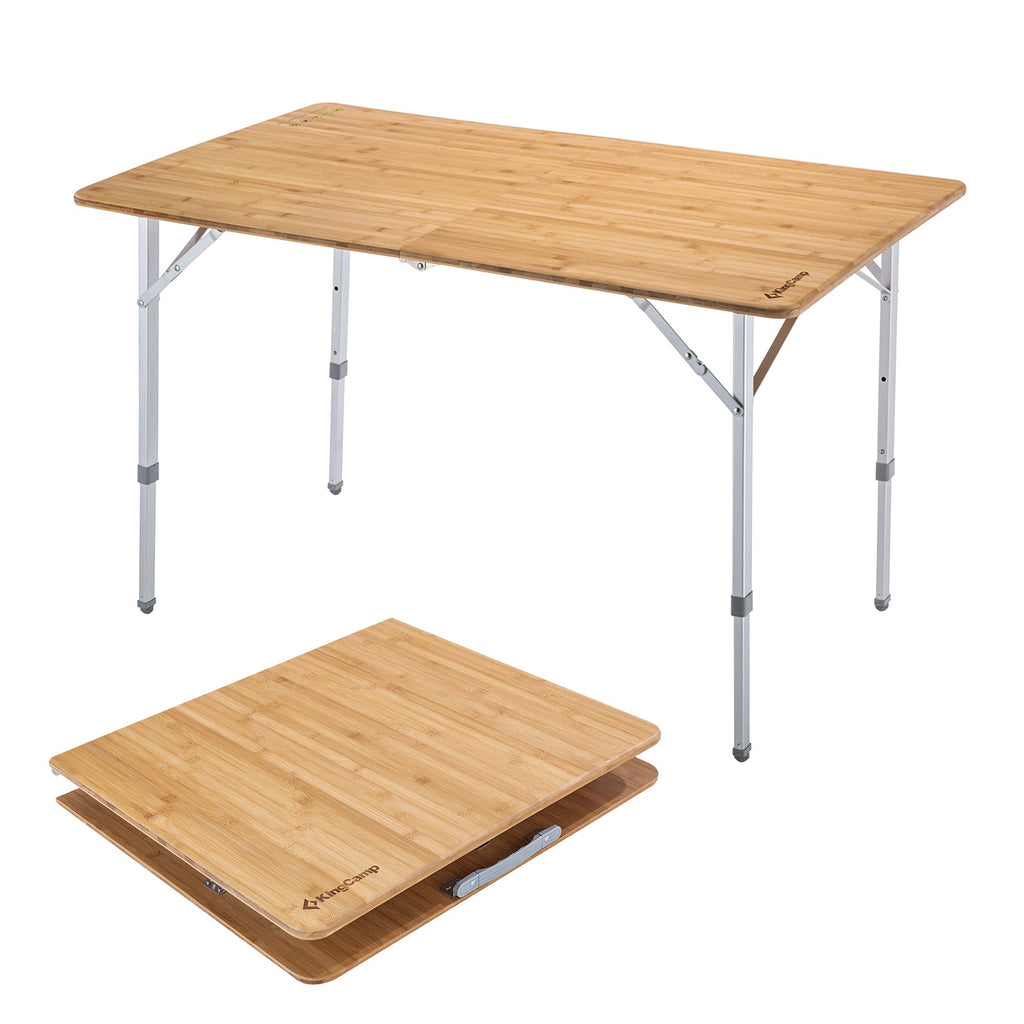 KingCamp Bamboo Folding Adjustable Height Camping Table 39x26