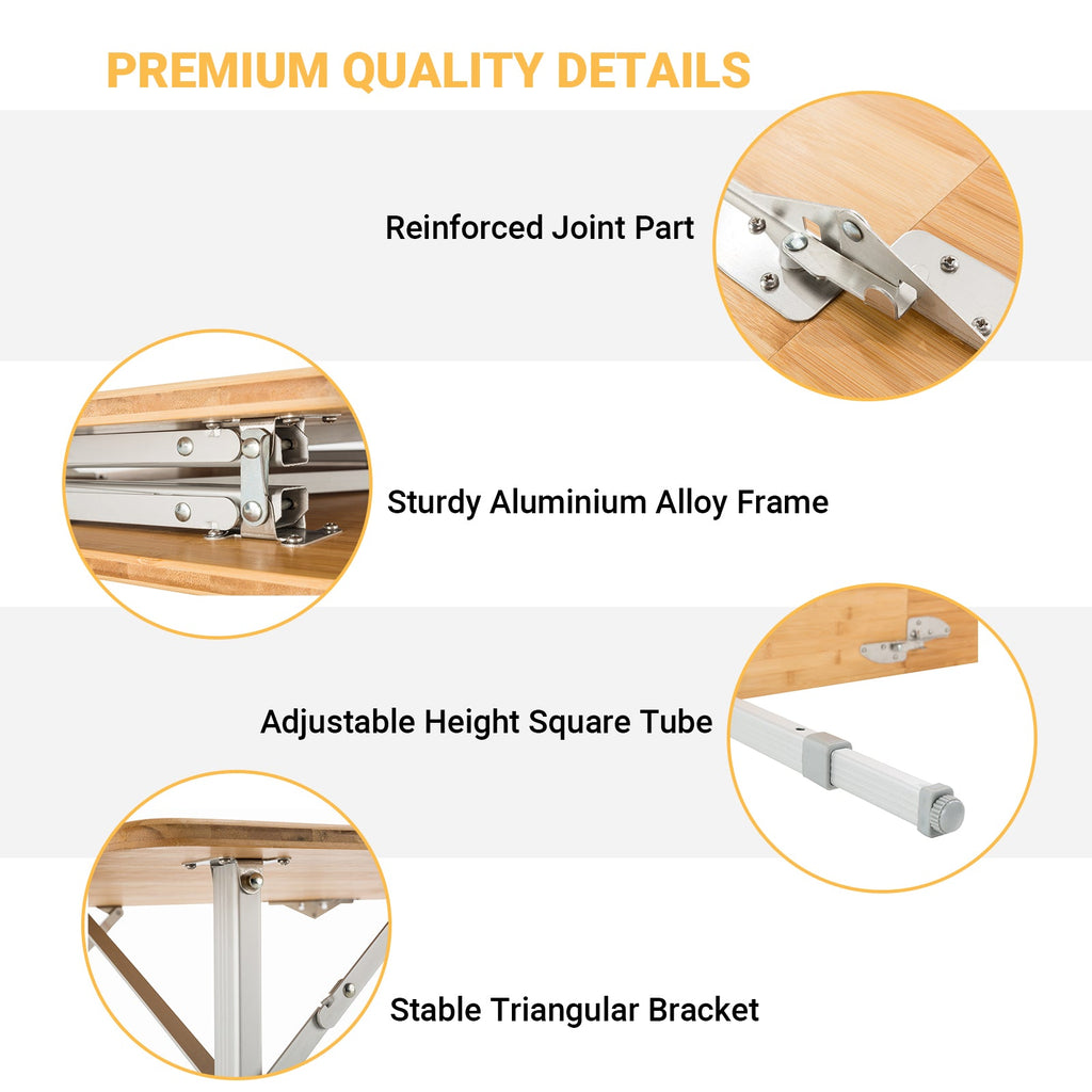 KingCamp 2-Folded 6 People Bamboo Folding Table (47x27)