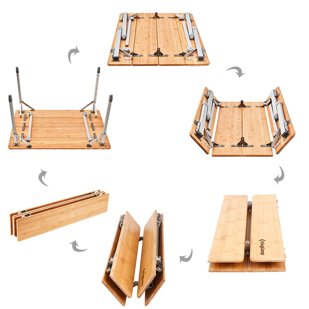KingCamp 4-Folds Portable Bamboo Table 25x19