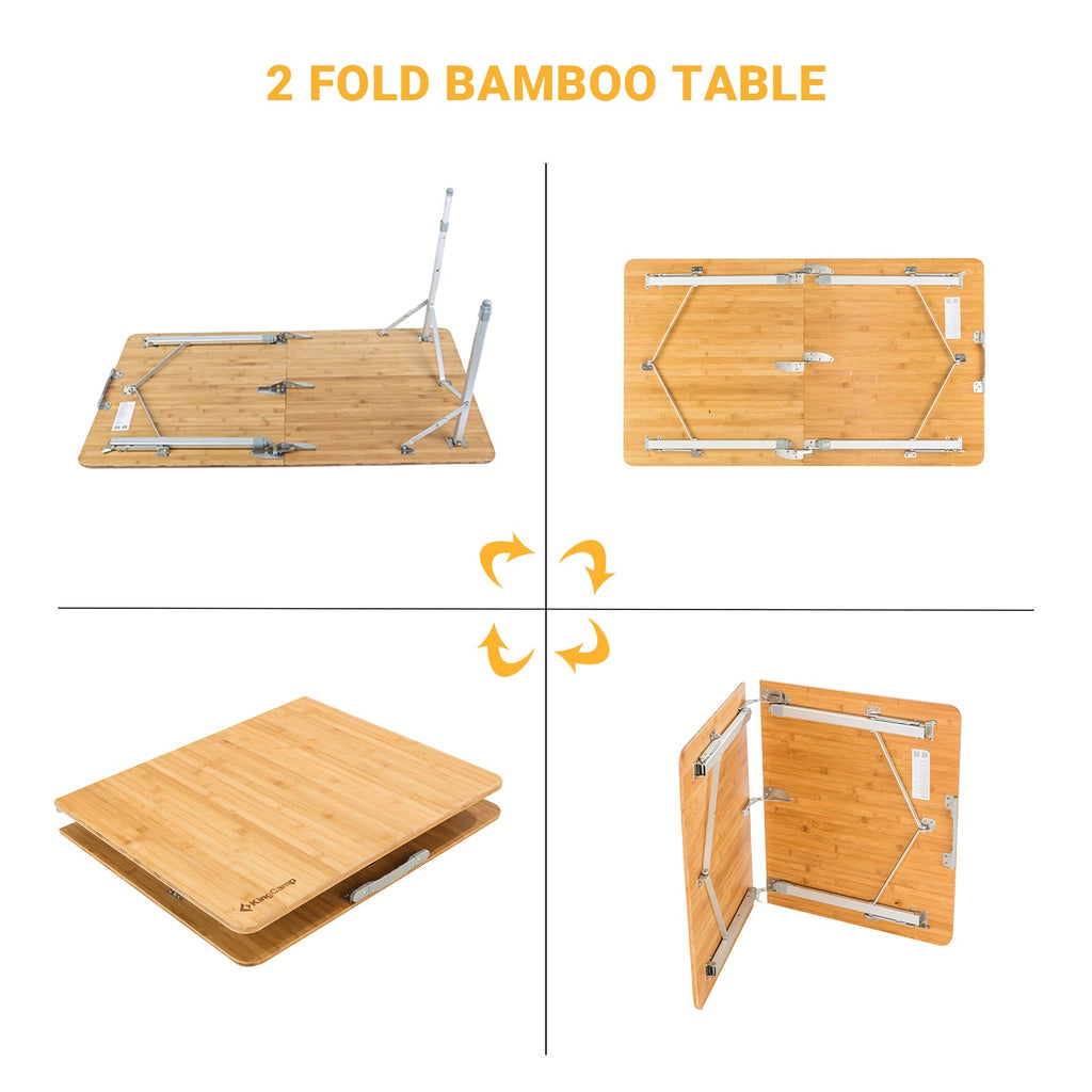 KingCamp 2-Folded 6 People Bamboo Folding Table (47x27)