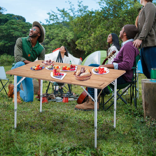 KingCamp 2-Folded 6 People Bamboo Folding Table (47x27)
