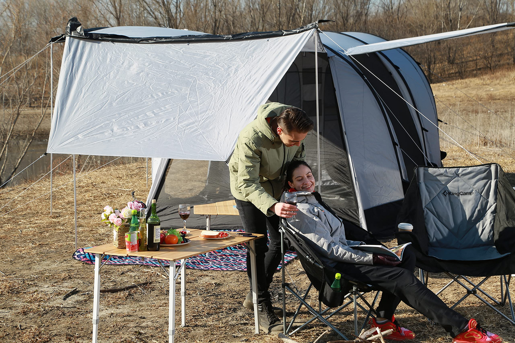 KingCamp Bamboo Folding Adjustable Height Camping Table 39x26