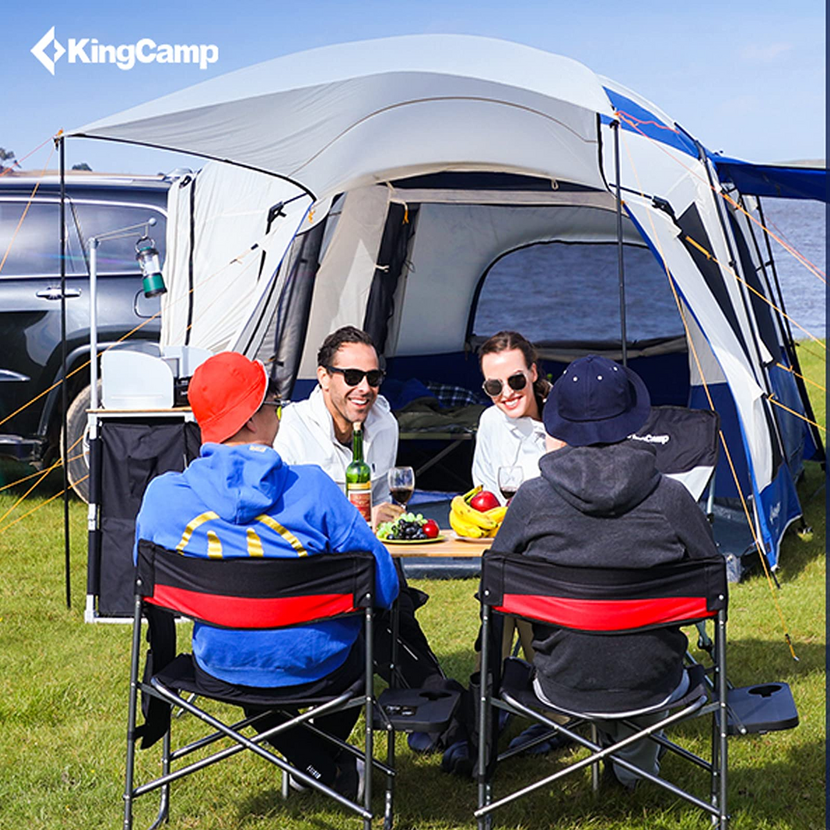 KingCamp Bamboo Folding Adjustable Height Camping Table 39x26
