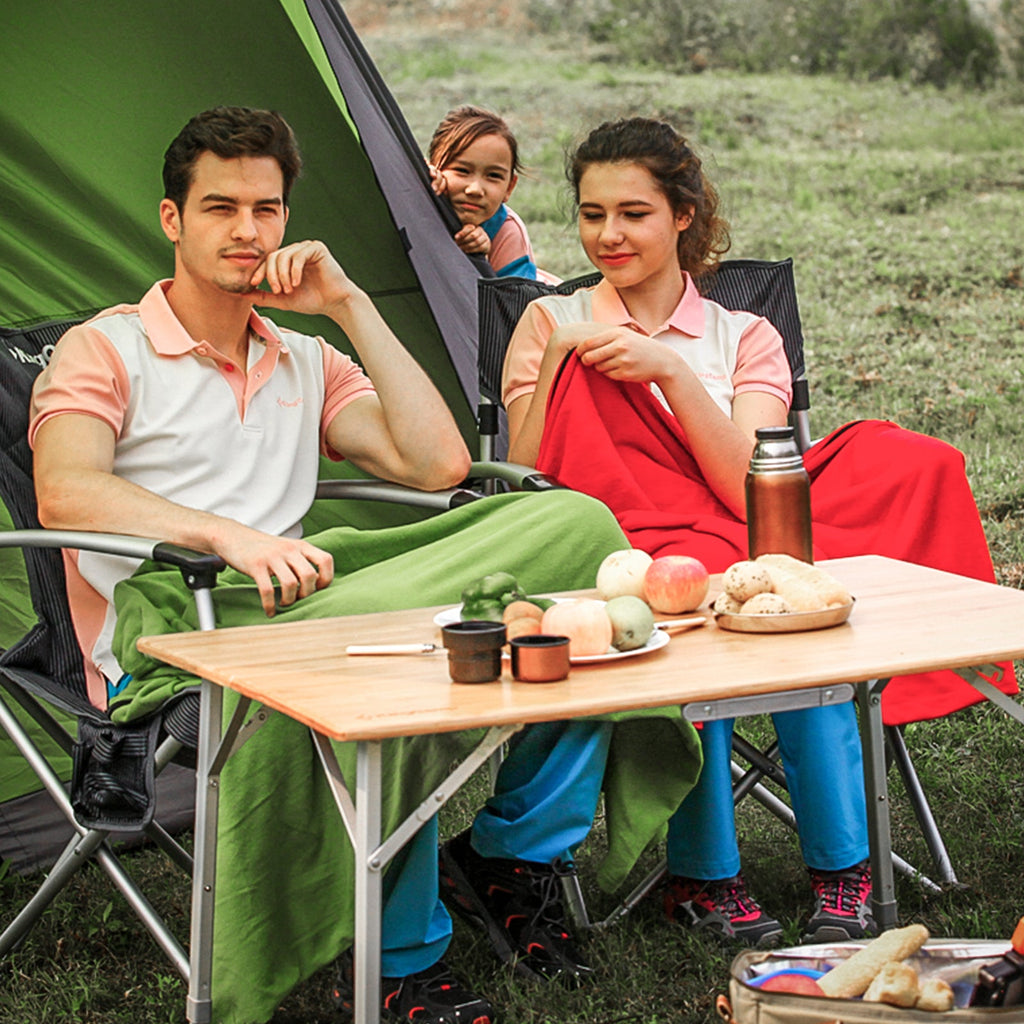 KingCamp 2-Folded 4 People Bamboo Adjustable Camping Table (39x28)