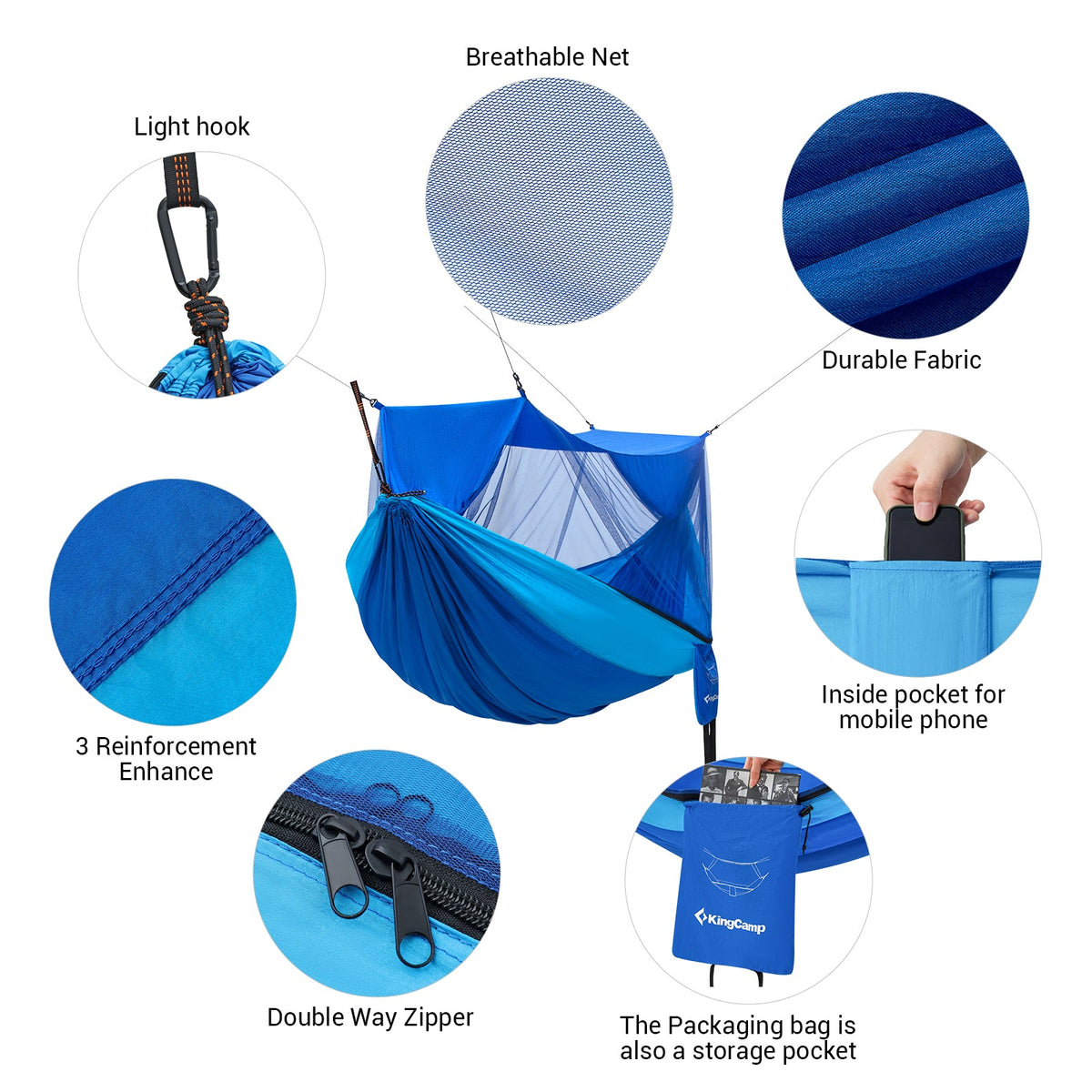 KingCamp Double nylon mosquito net hammock