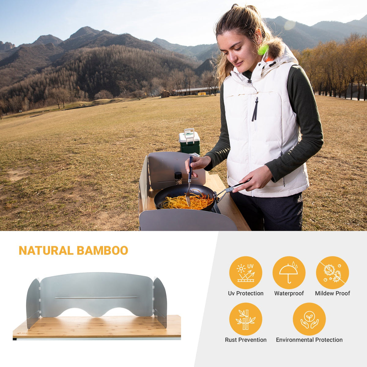 KingCamp Folding Portable Bamboo Cooking Table