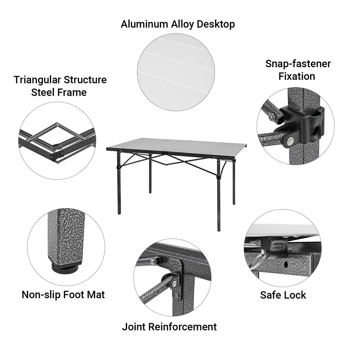 KingCamp GRANITE Aluminum Folding Table for 4-6 Person 53x27