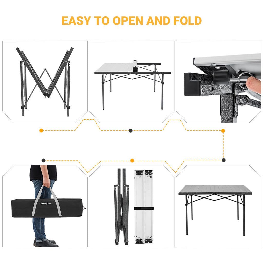 KingCamp GRANITE Aluminum Folding Table for 4-6 Person 53x27
