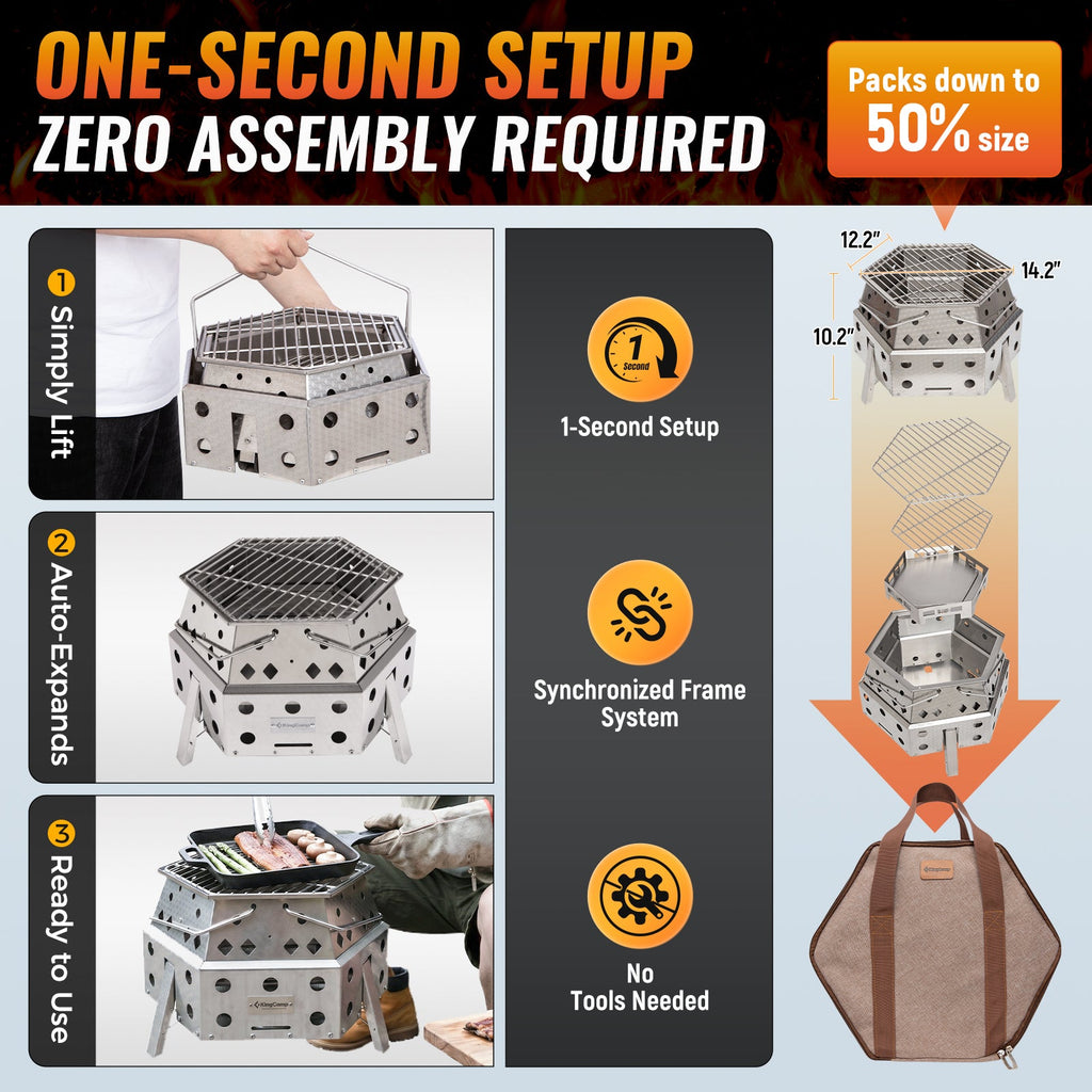 KingCamp Hexagonal Telescopic Wood-Burning Stove