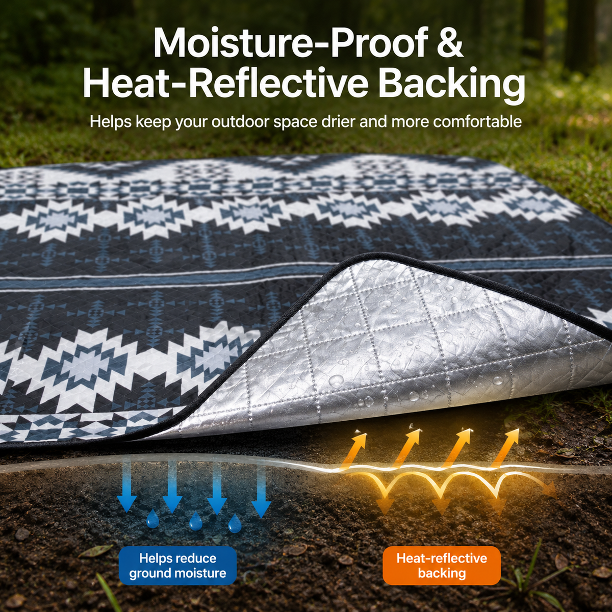 KingCamp ISIAY MAX 2.8 Extra-Large Waterproof Camping Tent Mat - Bohemian Pattern