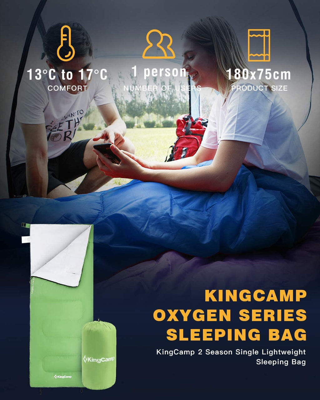 KingCamp Joinable Envelope Lightweight Adults Sleeping Bags