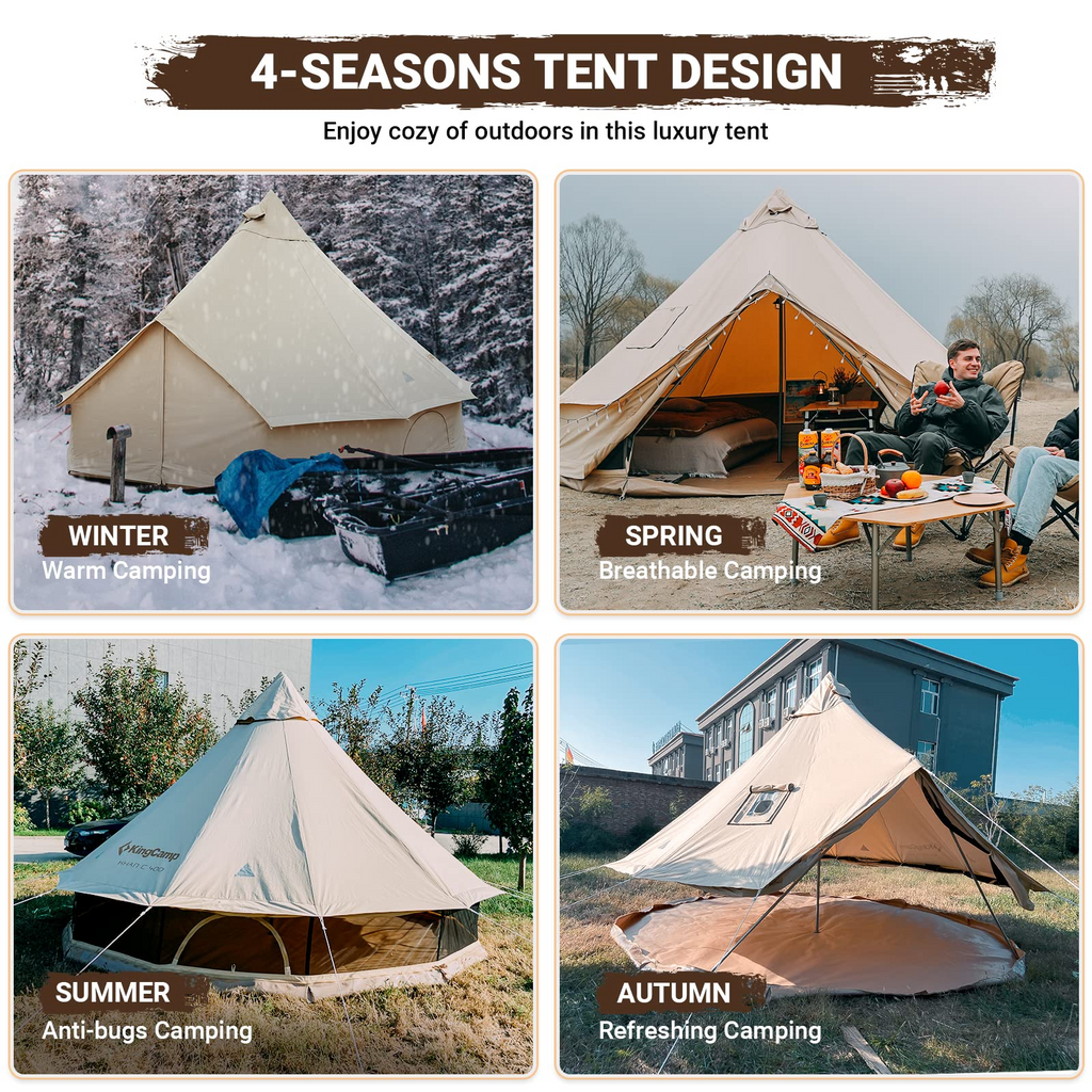 KingCamp KHAN C 400 Glamping Cotton Bell Tent 16.4ft/13.2ft