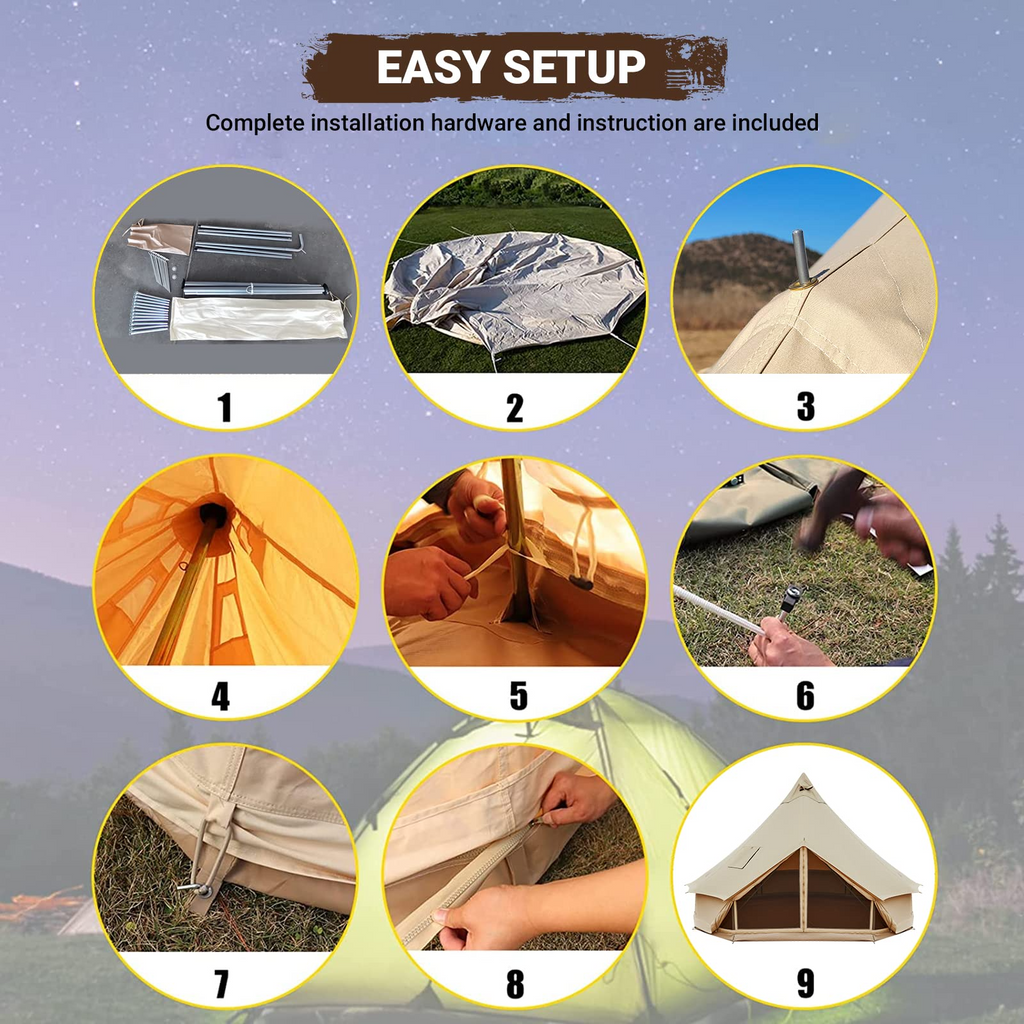 KingCamp KHAN C 400 Glamping Cotton Bell Tent 16.4ft/13.2ft