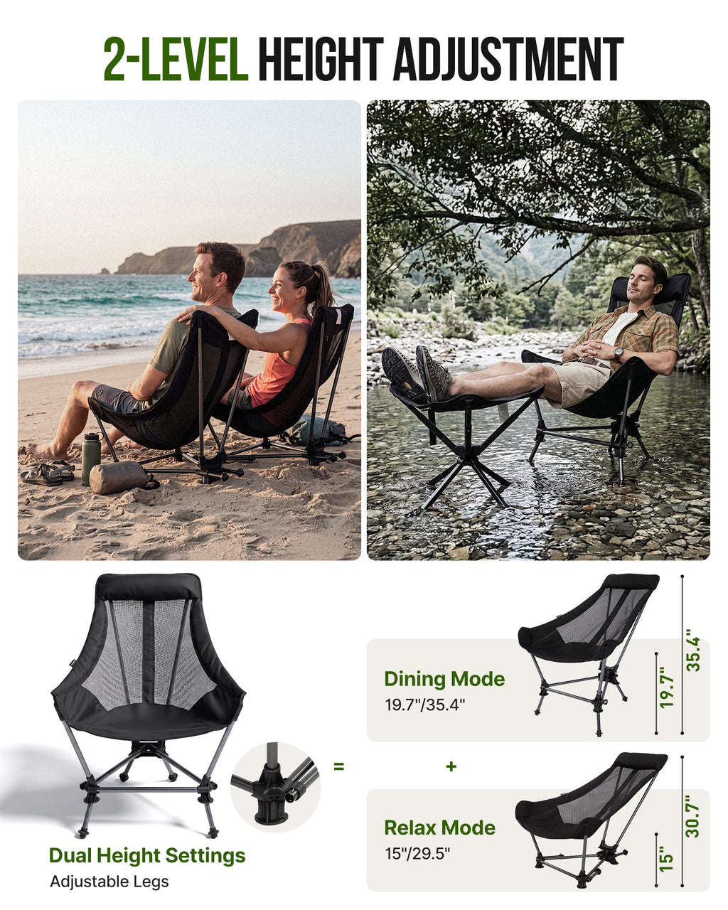KingCamp Lightweight High Back Camping Chair