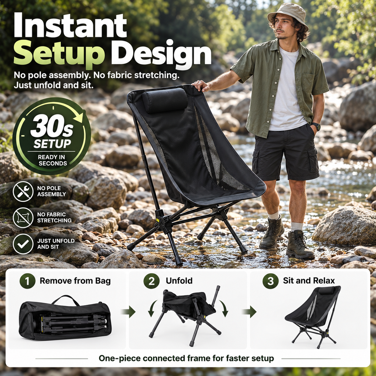 KingCamp Lightweight High-Back Camping Chair