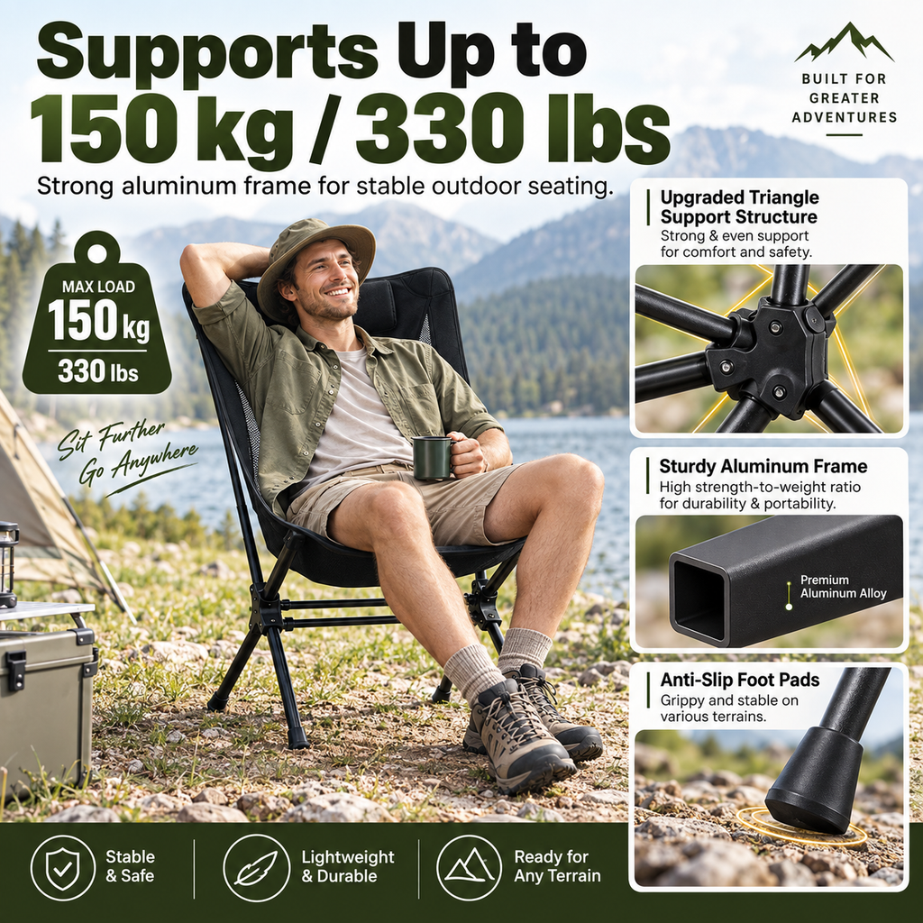 KingCamp Lightweight High-Back Camping Chair