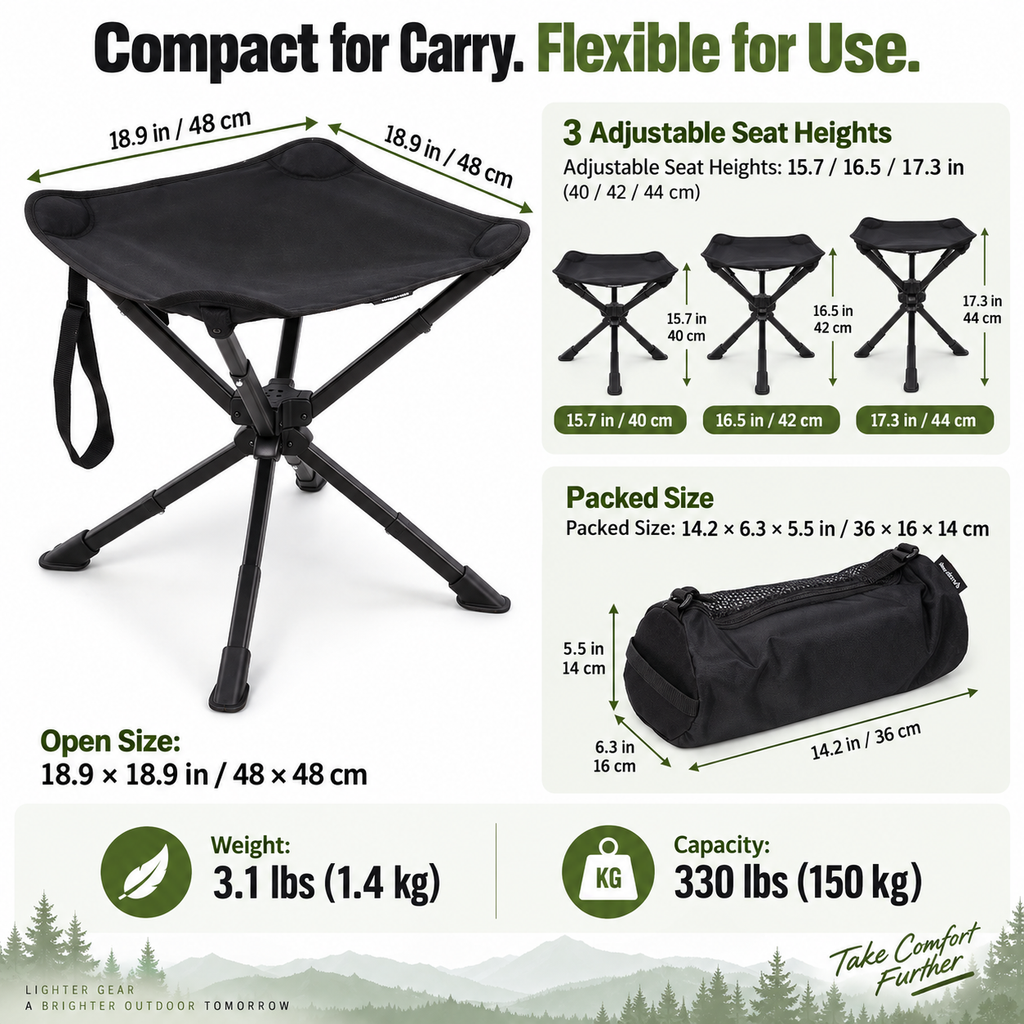 KingCamp Lightweight Swivel Camping Stool