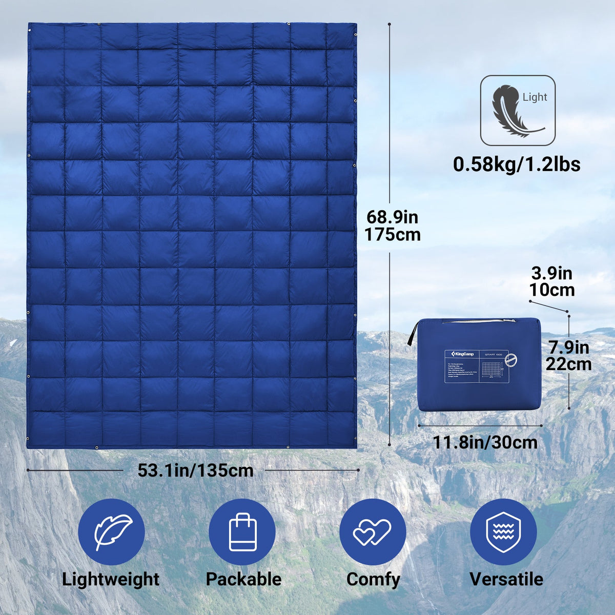 KingCamp 620 FP Lightweight Packable Camping Blanket