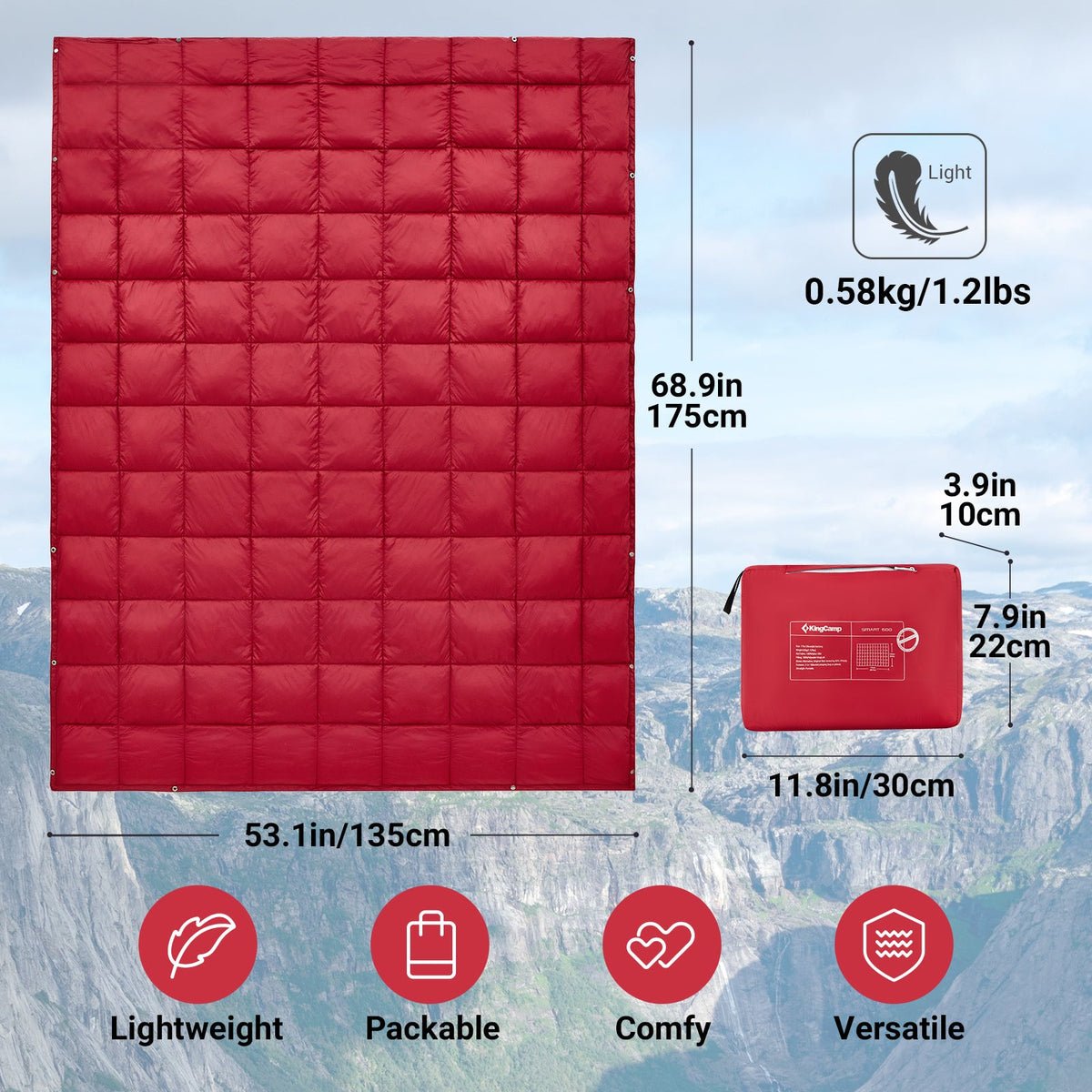 KingCamp 620 FP Lightweight Packable Camping Blanket
