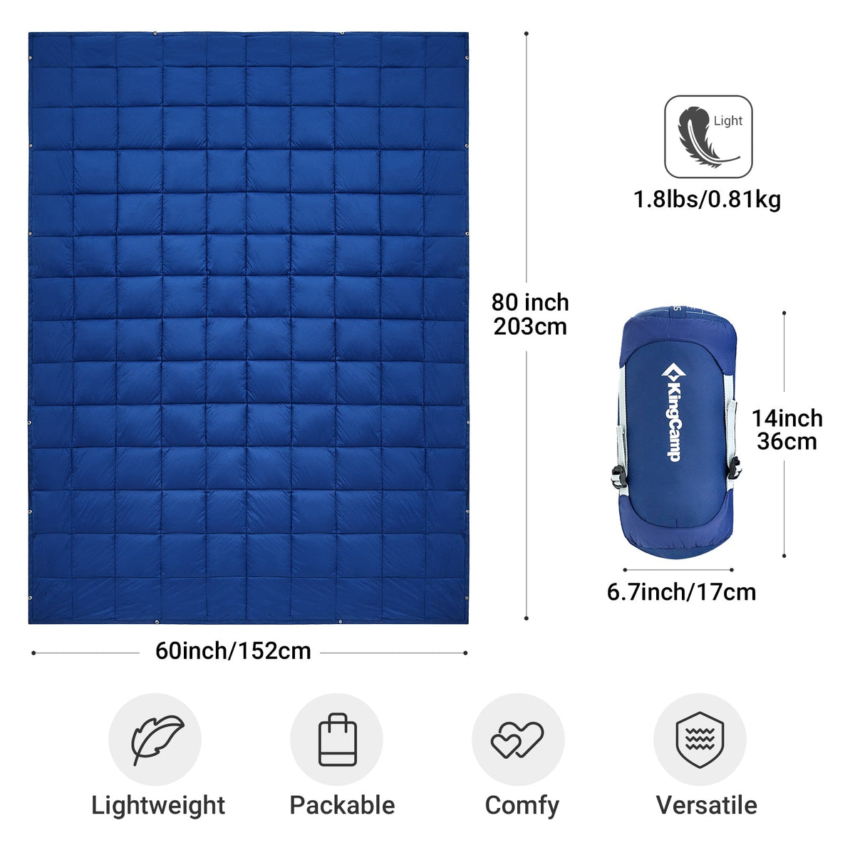 KingCamp 620 FP Lightweight Packable Camping Blanket