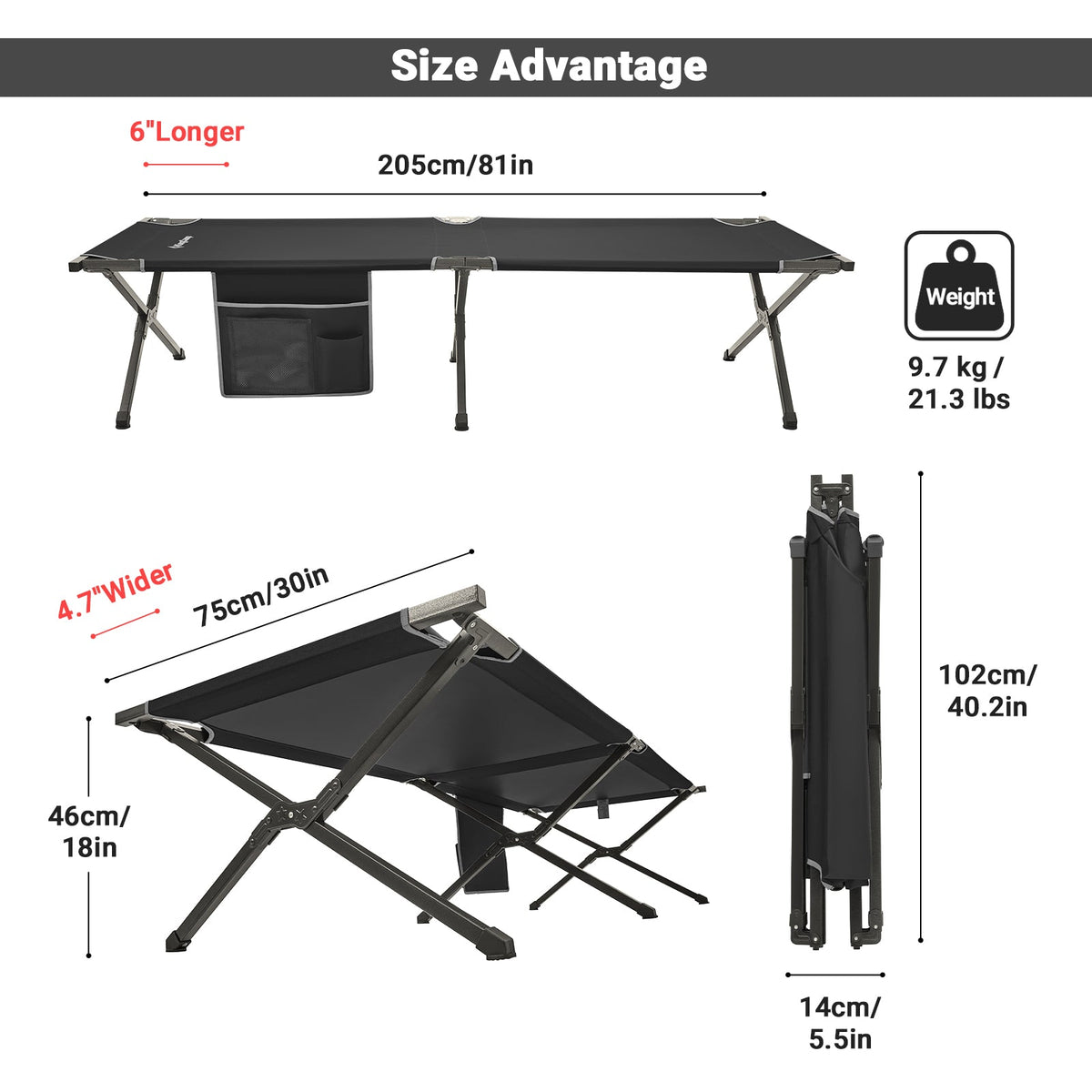 KingCamp Portable Camping Heavy Duty Cot