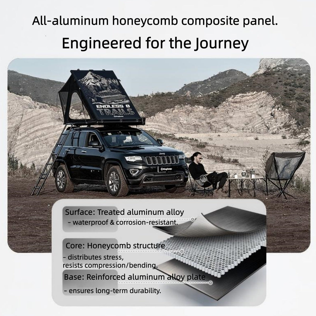 KingCamp ENDLESS 8 Aluminum Hardshell Rooftop Tent