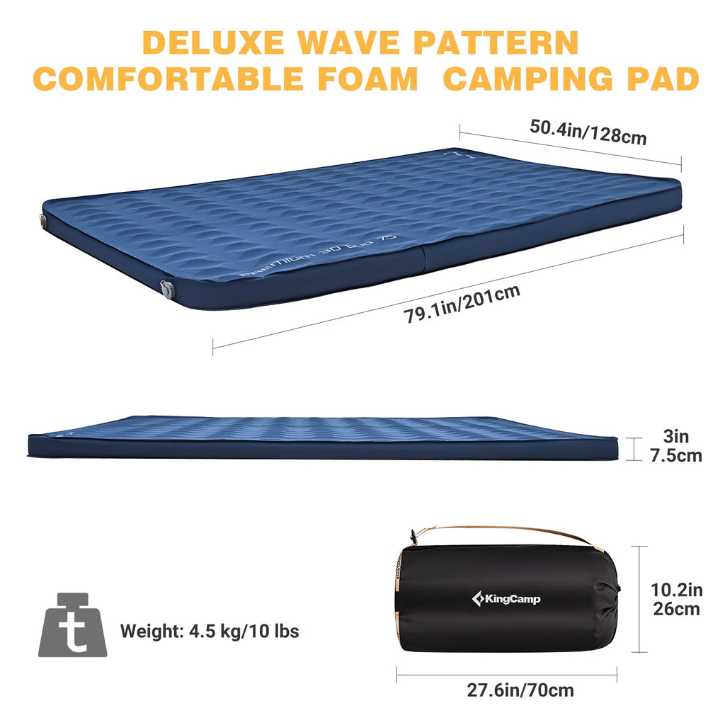 KingCamp PREMIUM 3D 7.5 Self-Inflating Double/Single Sleeping Mattress