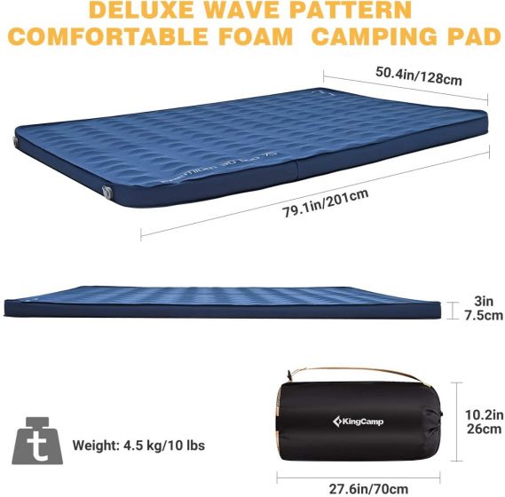 KingCamp PREMIUM 3D 7.5 Self-Inflating Double/Single Sleeping Mattress
