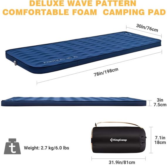 KingCamp PREMIUM 3D 7.5 Self-Inflating Double/Single Sleeping Mattress