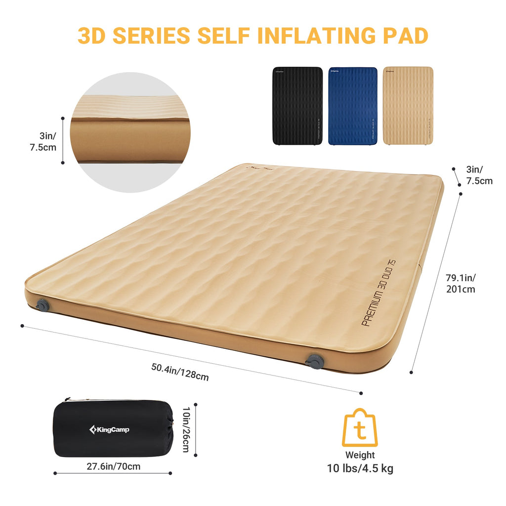 KingCamp PREMIUM 3D 7.5 Self-Inflating Double/Single Sleeping Mattress