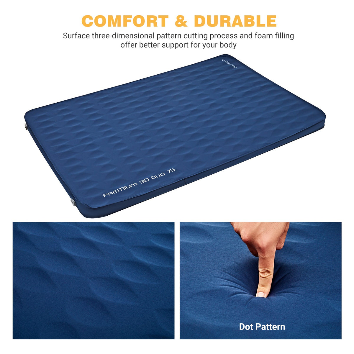 KingCamp PREMIUM 3D 7.5 Self-Inflating Double/Single Sleeping Mattress