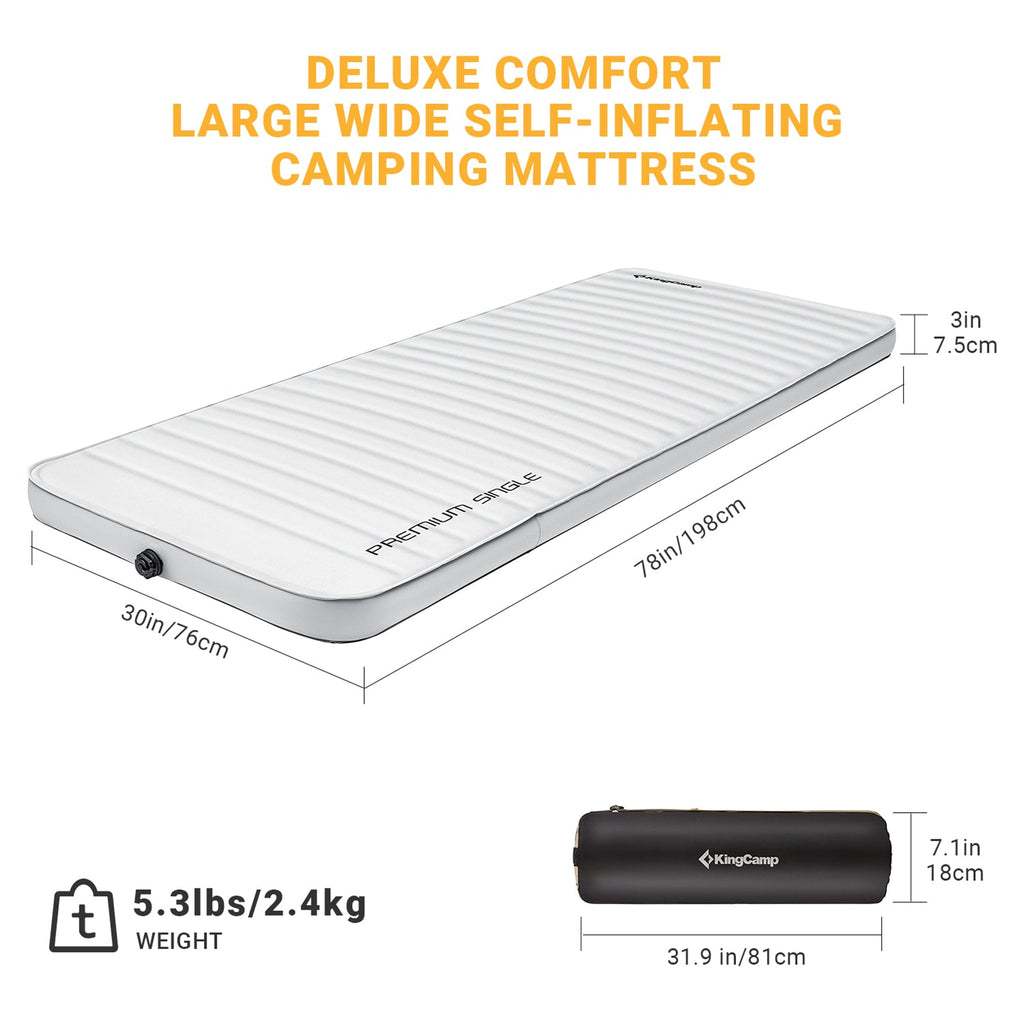 KingCamp PREMIUM Self Inflating Foam Sleeping Pad Double/Single