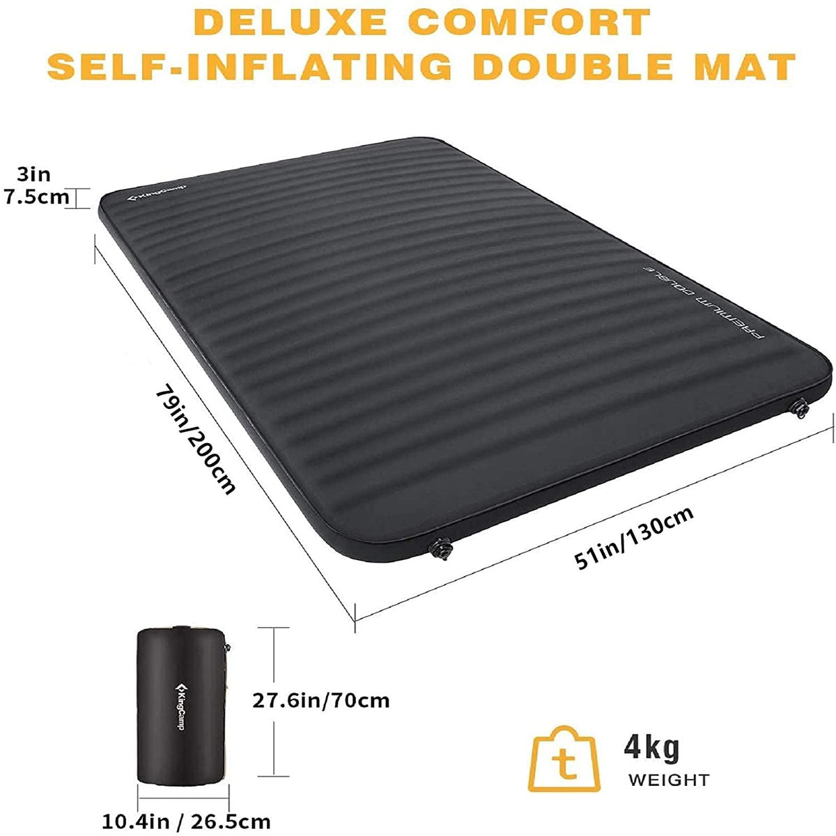 KingCamp PREMIUM Self Inflating Foam Sleeping Pad Double/Single