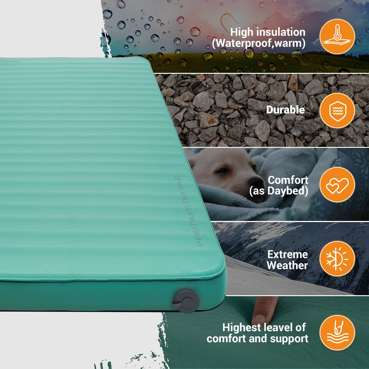 KingCamp PREMIUM Self Inflating Foam Sleeping Pad Double/Single