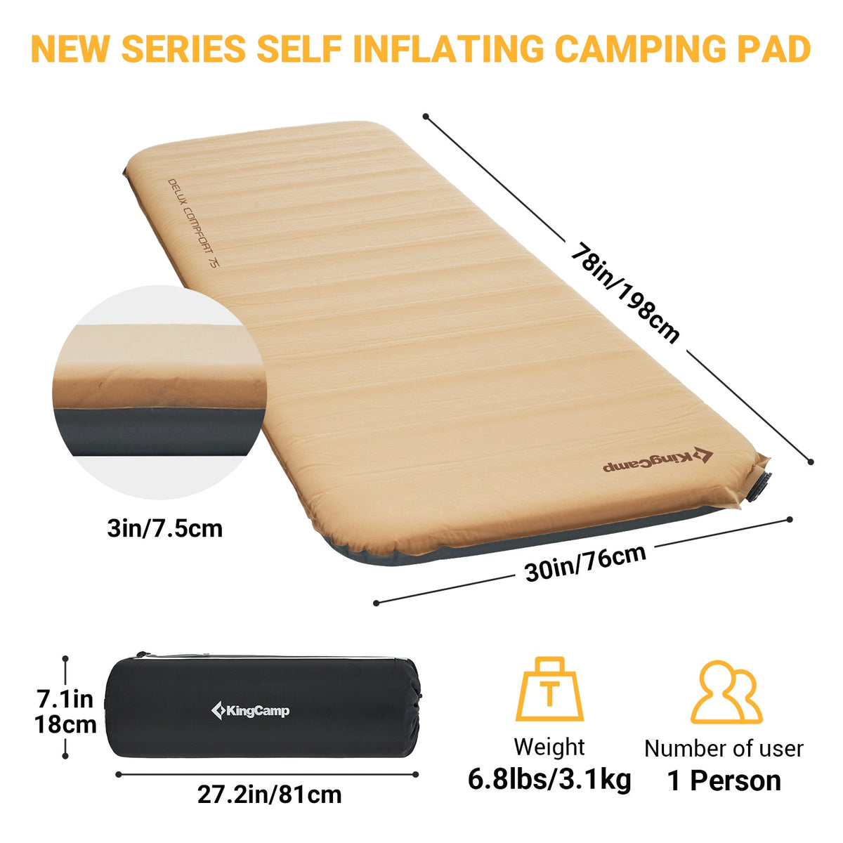 KingCamp Single Self Inflating Sleeping Pad