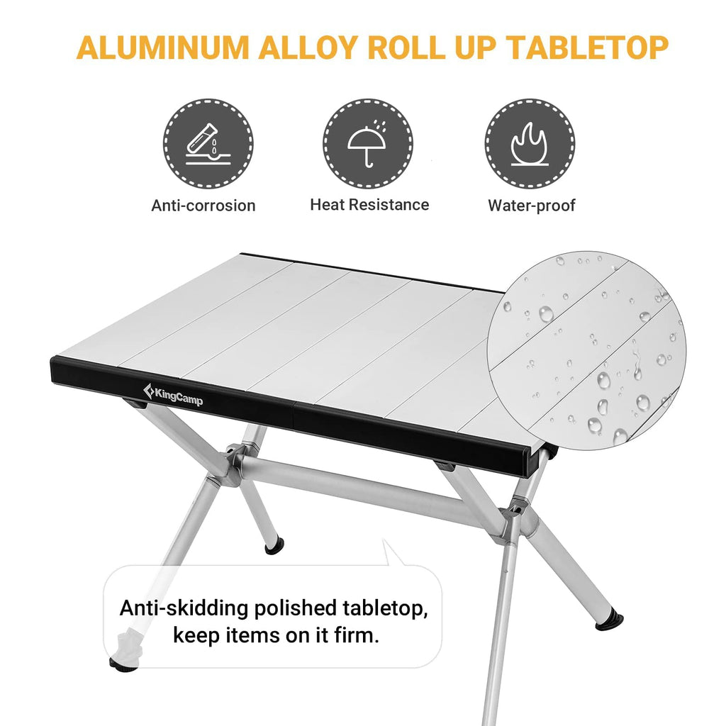 KingCamp Small Camping Aluminum Roll-Up Table