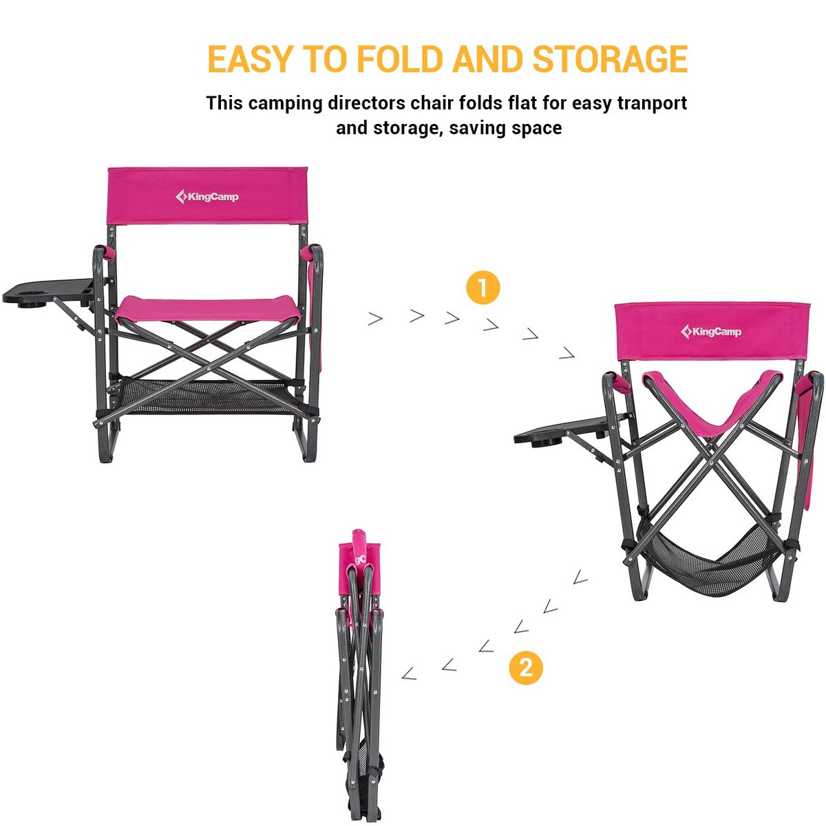 KingCamp ASH B30 Directors Heavy Duty Chair with Side Table