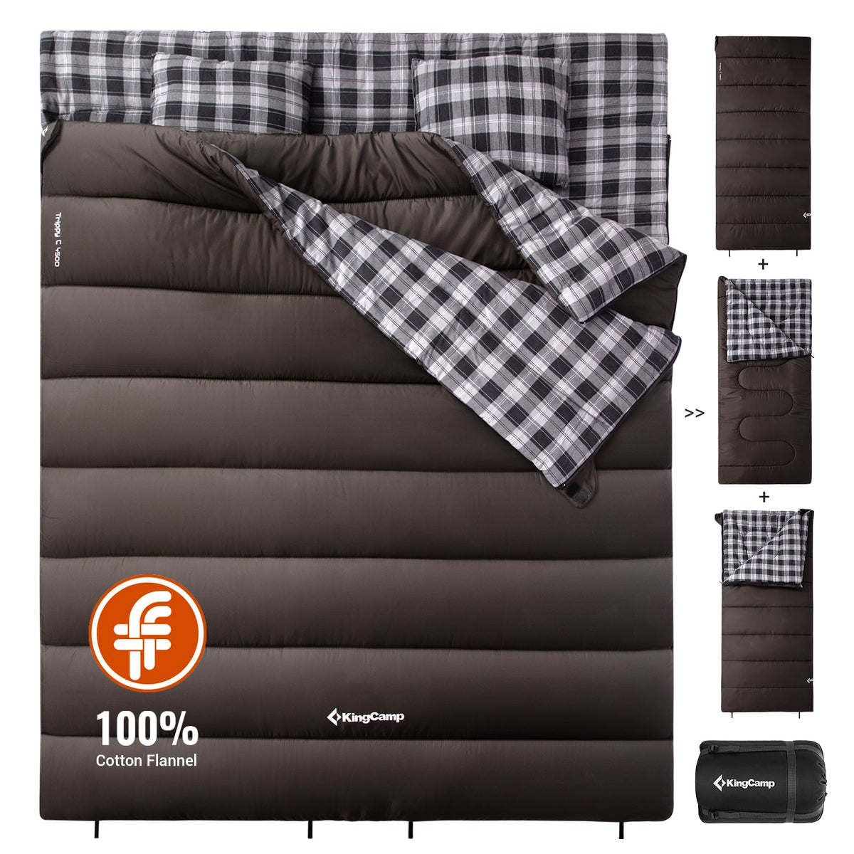 KingCamp Trippy 4-Season Cotton Flannel Double Sleeping bag