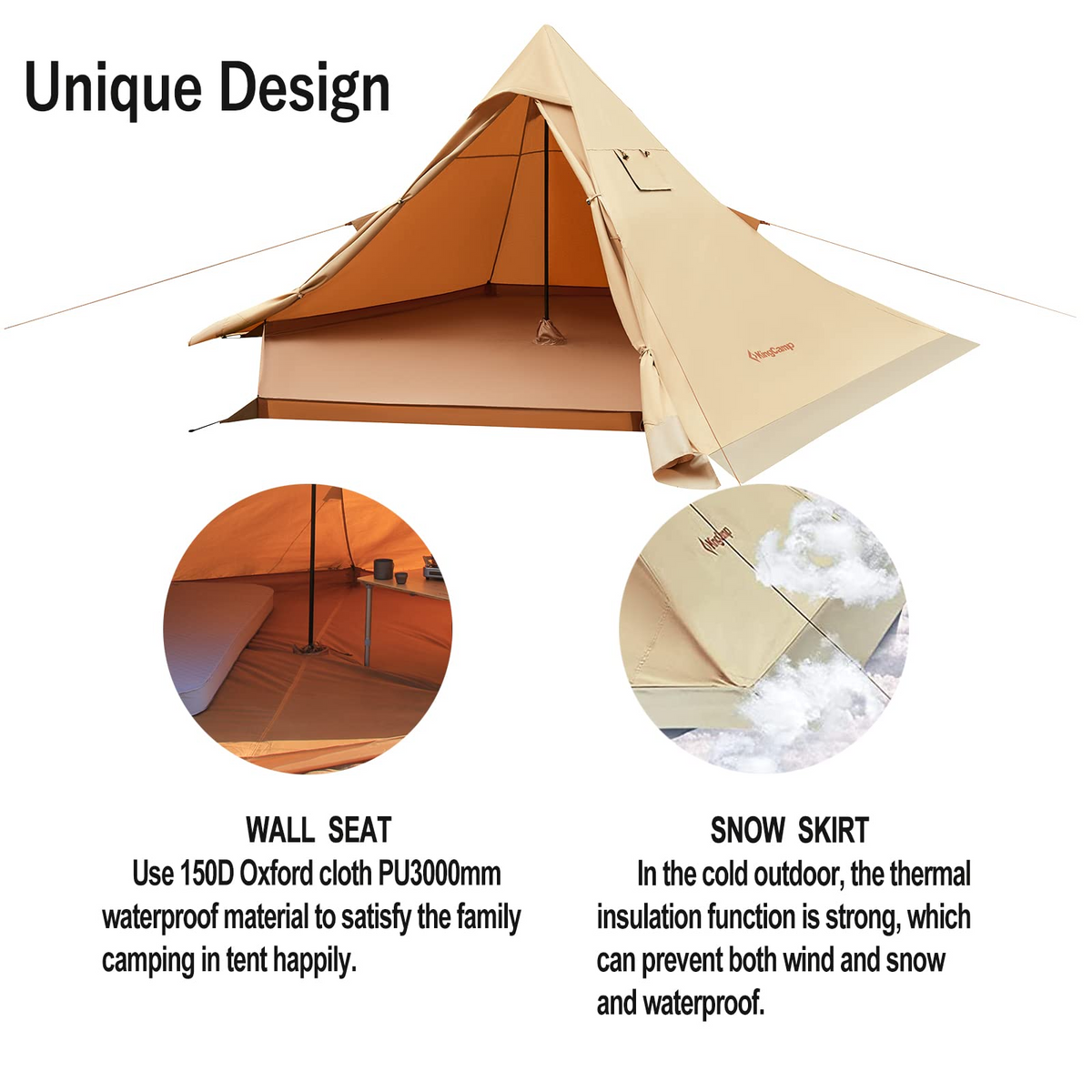 KingCamp TORINO 4-Season Waterproof Tipi Tent