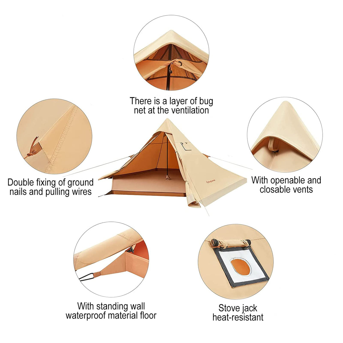 KingCamp TORINO 4-Season Waterproof Tipi Tent