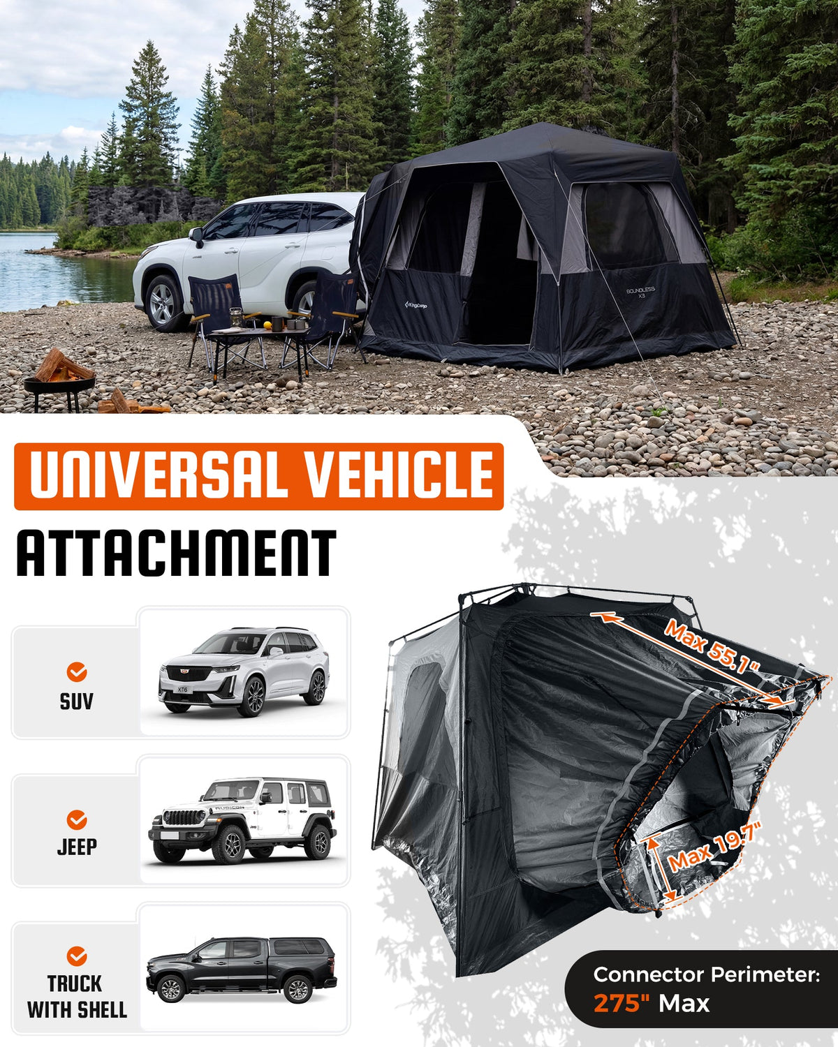 KingCamp BOUNDLESS X3 Car Camping Tent