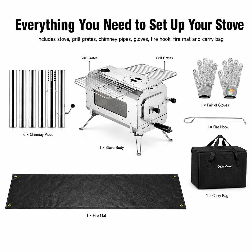 KingCamp Surefire Camping Wood Tent Stove (Size L)