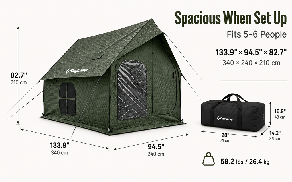 KingCamp Snowhouse 5 Insulated Quilted Cabin Tent with Stove Jack