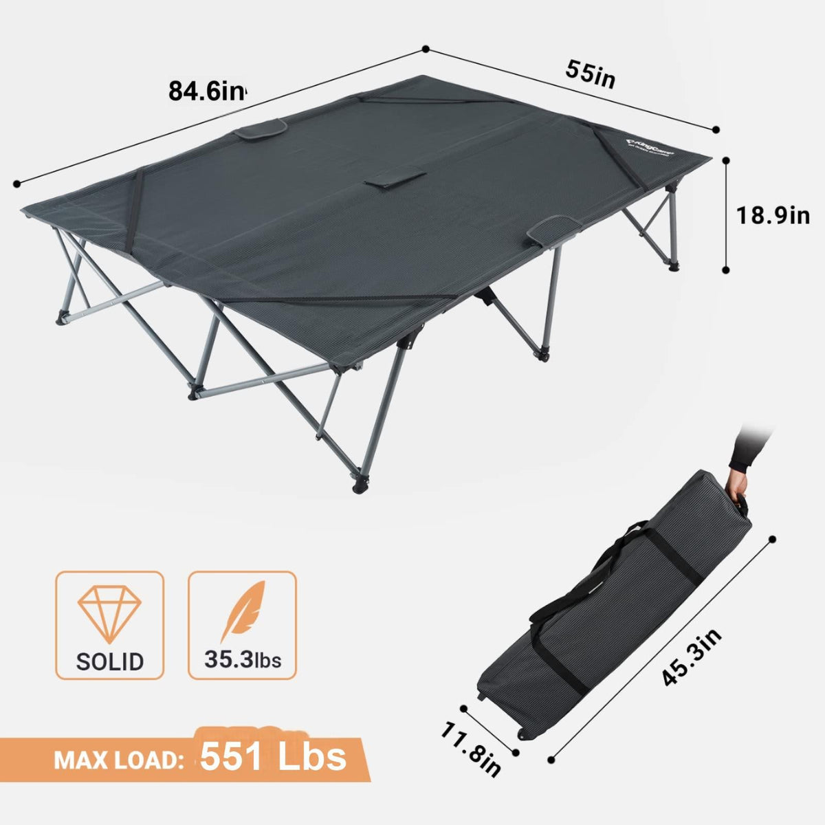 KingCamp Luxury Double Folding Camping Cot