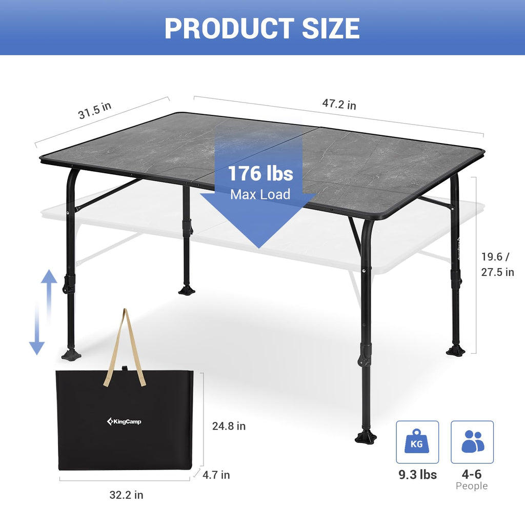 KingCamp Meteoritem P10 Fiberglass Camping Table with Sliding Rail System