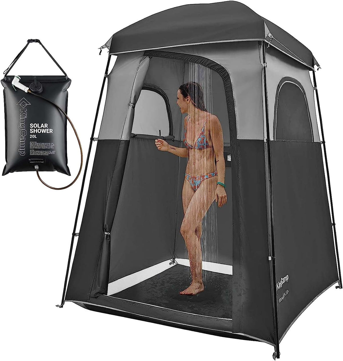 KingCamp Single Room Shower Tent with Solar Shower Set