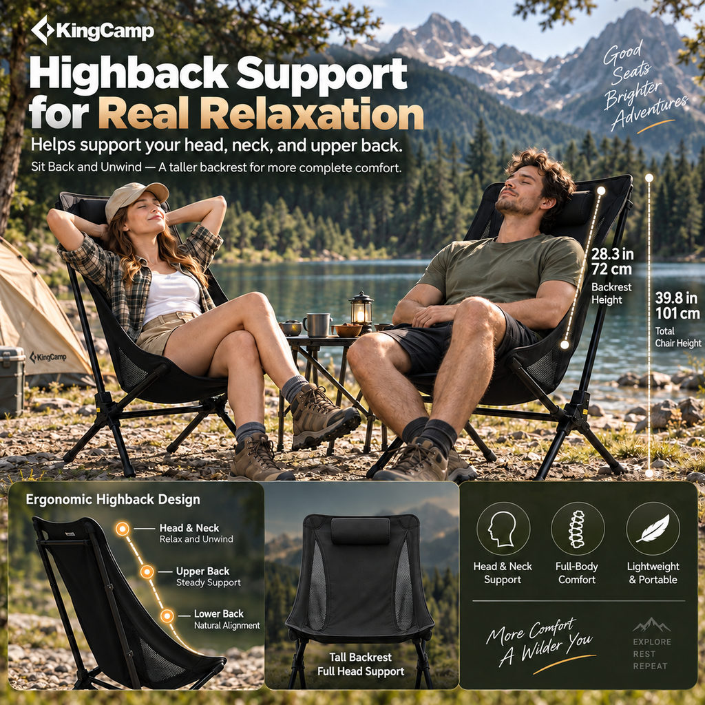 KingCamp Lightweight High-Back Camping Chair