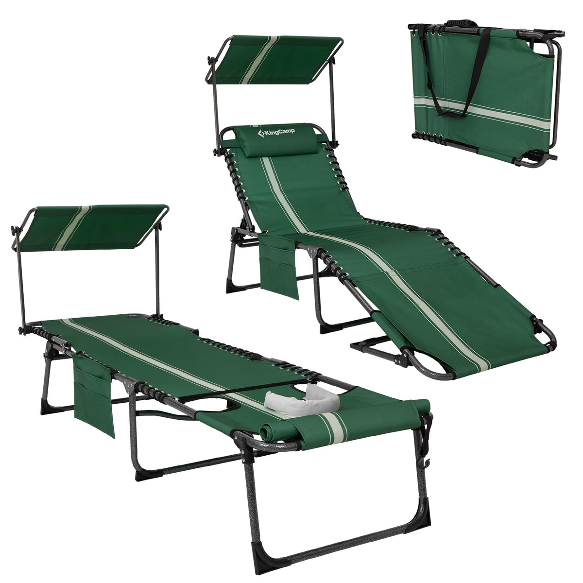 KingCamp MAGNOLIA B10 PLUS Backpack Chaise Lounge with Adjustable Canopy and Face Hole