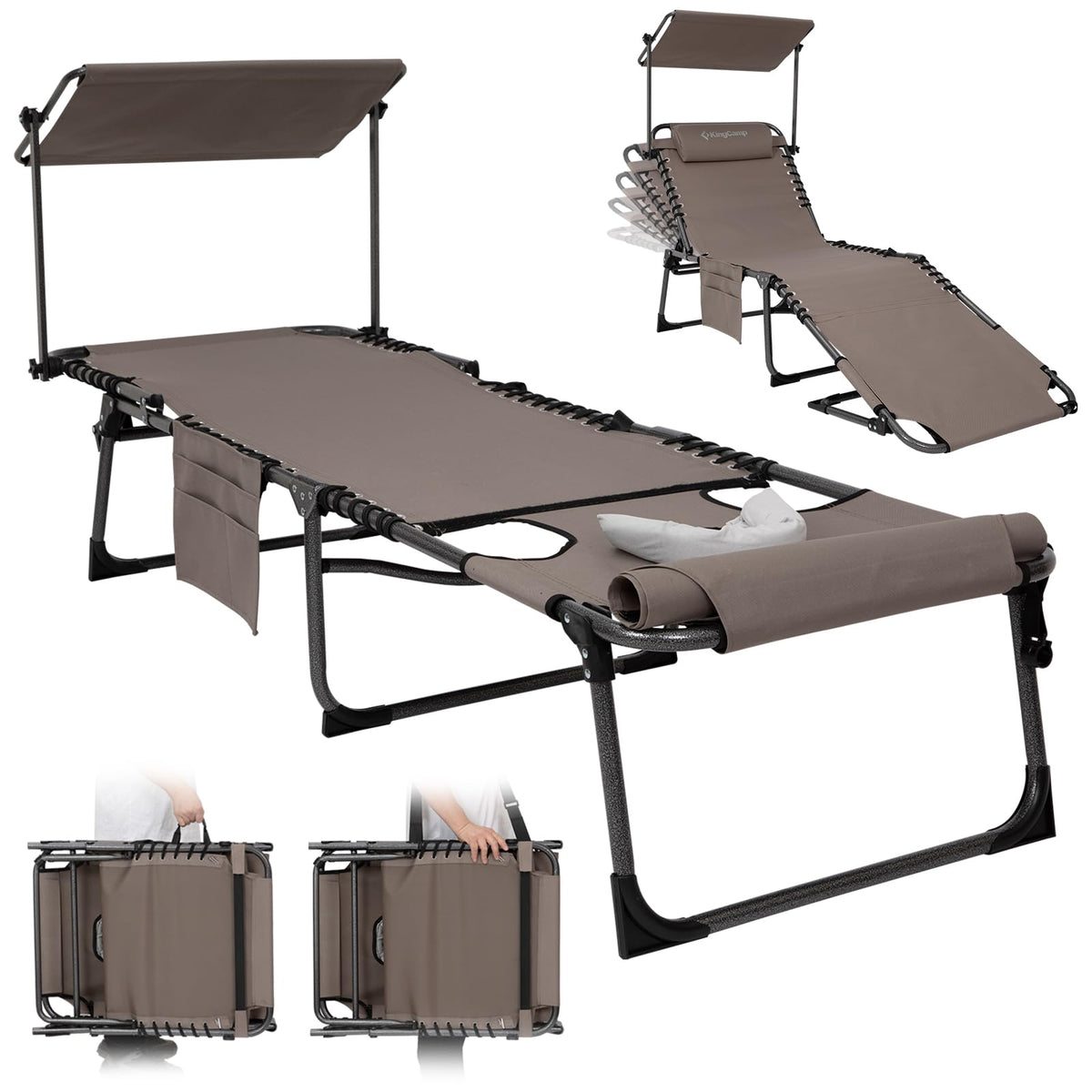 KingCamp MAGNOLIA B10 PLUS Backpack Chaise Lounge with Adjustable Canopy and Face Hole