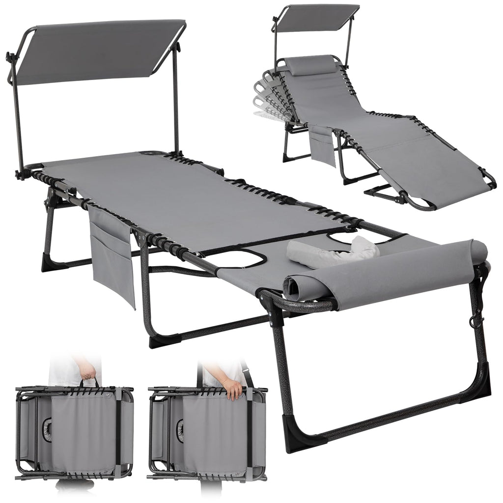 KingCamp MAGNOLIA B10 PLUS Backpack Chaise Lounge with Adjustable Canopy and Face Hole